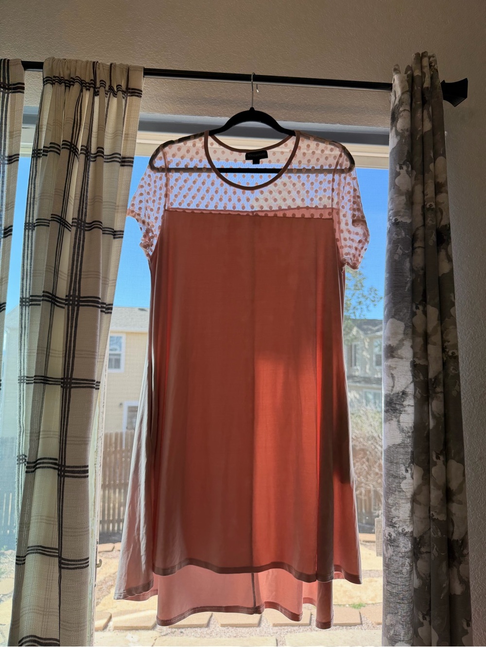 Nina Leonard Sheer Polka Dot Blouse in Blush with pockets